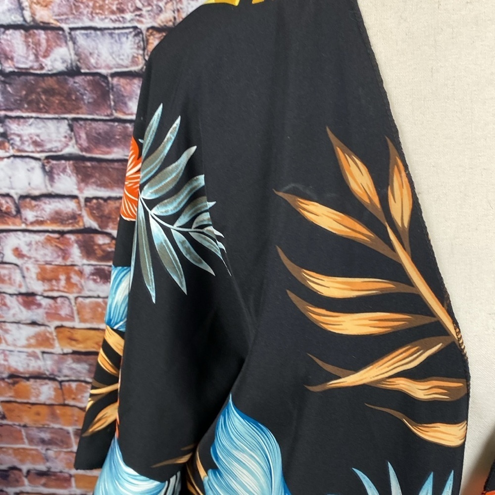 Black Tropical Leaf Print Summer Kimono Unbranded One Size - Picture 6 of 10